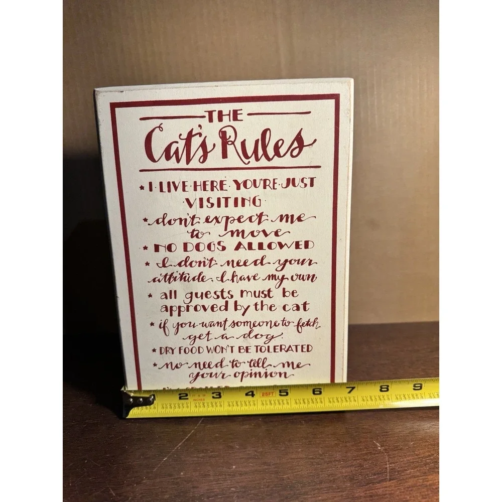 Funny Cat Sign Home Decor Rules Kitten Kitty Plaque Wood